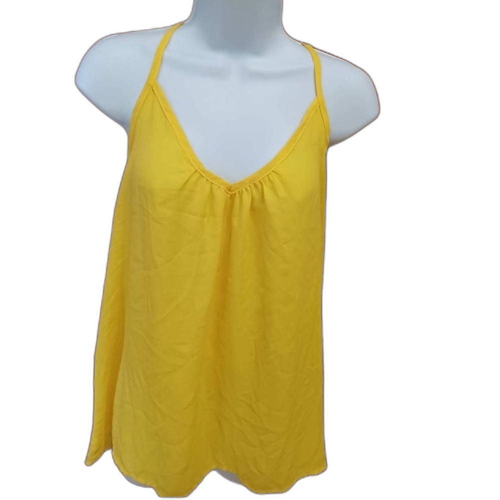 Lipstick Sassy Yellow Flowy Lightweight Tank Top Medium Y2K